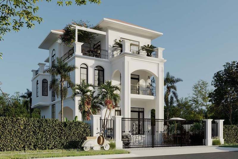 Không gian sân vườn xanh mát bao quanh giúp công trình thêm sinh động, mang lại cảm giác thư thái và gần gũi thiên nhiên cho gia chủ