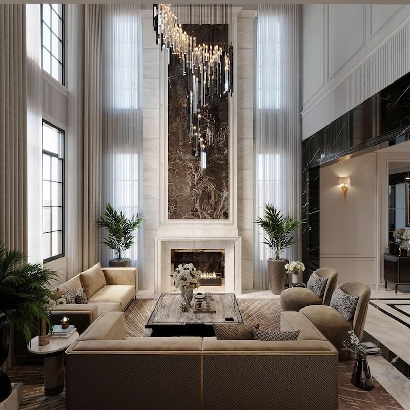 Vật liệu cao cấp giúp tôn lên vẻ sang trọng, độ bền và giá trị thẩm mỹ của biệt thự tân cổ điển, đồng thời khẳng định đẳng cấp và vị thế của gia chủ