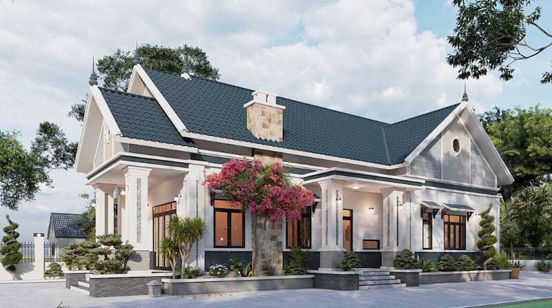 Mái Thái có độ dốc lớn, mái chữ A giật cấp tạo dáng nhà cao ráo, thanh thoát và phù hợp khí hậu nhiệt đới