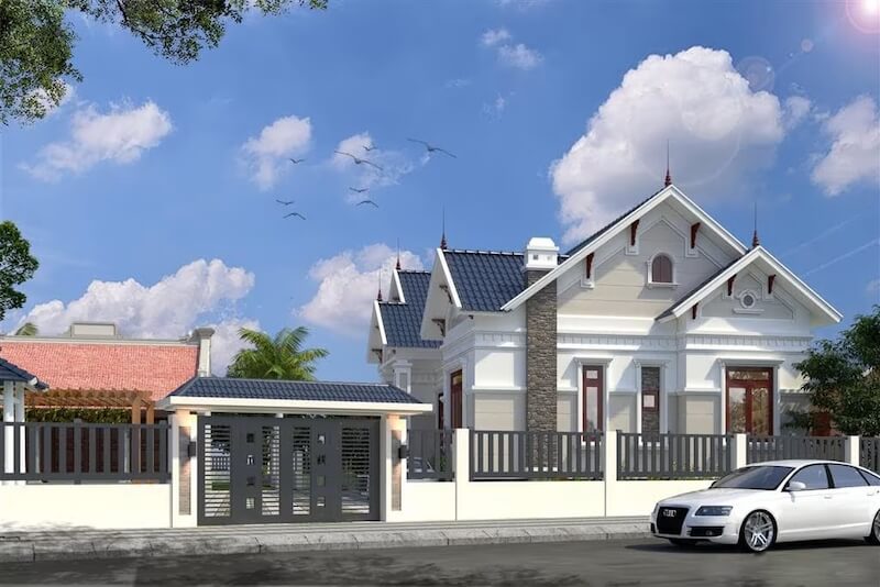 Khi thiết kế hàng rào và cổng ngõ, nên đảm bảo tỷ lệ hài hòa với kiến trúc nhà, tránh quá kín gây bí bách