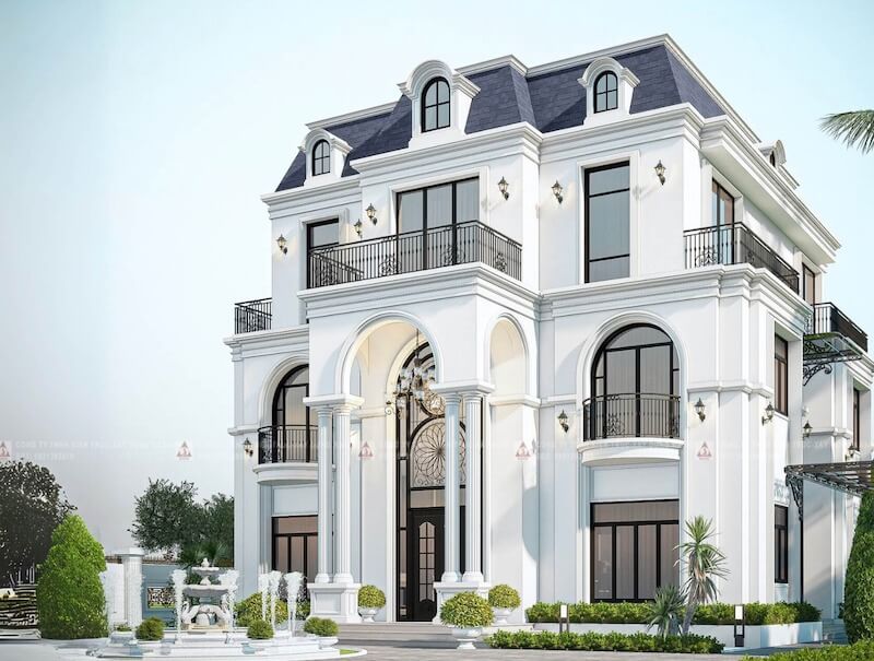 Đèn âm đất quanh bồn cây, tiểu cảnh hoặc đài phun nước sẽ bổ sung lớp ánh sáng nền, làm công trình nổi bật nhưng vẫn thanh lịch