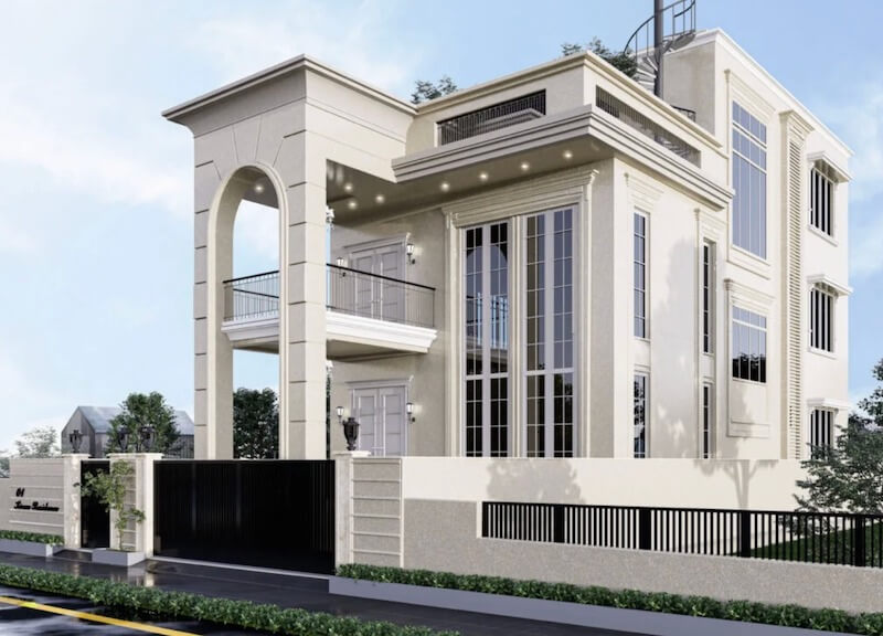 Hình khối vuông vức đan xen đường cong mềm mại mang lại cảm giác vừa cổ điển, vừa hiện đại