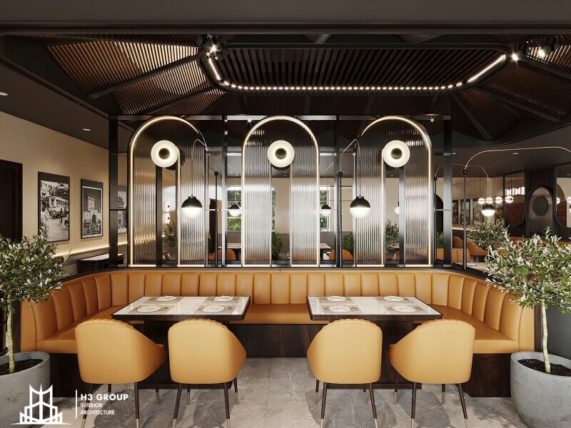 Yếu tố quyết định lớn nhất đến đơn giá thiết kế nhà hàng là mức độ phức tạp của concept, vì nó ảnh hưởng trực tiếp đến khối lượng công việc, độ chi tiết và thời gian