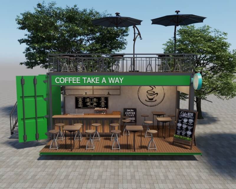 Việc đầu tư hợp lý vào không gian bên ngoài không chỉ giúp tối ưu diện tích mà còn góp phần nâng cao trải nghiệm khách hàng, đặc biệt với các quán theo phong cách mở