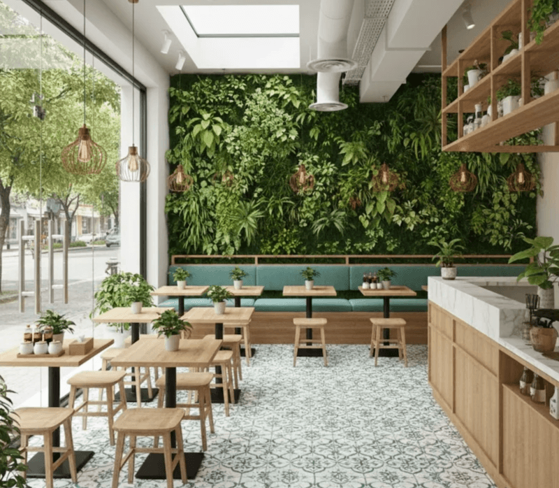 Ánh sáng tự nhiên được tận dụng tối đa, kết hợp đèn chiếu sáng trung tính giúp không gian luôn thoáng và dễ chịu