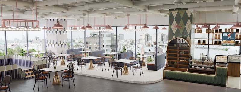 Khu check-in và chờ dành cho phụ huynh được bố trí hợp lý, tạo thêm trải nghiệm tiện ích và tăng thời gian lưu trú tại quán