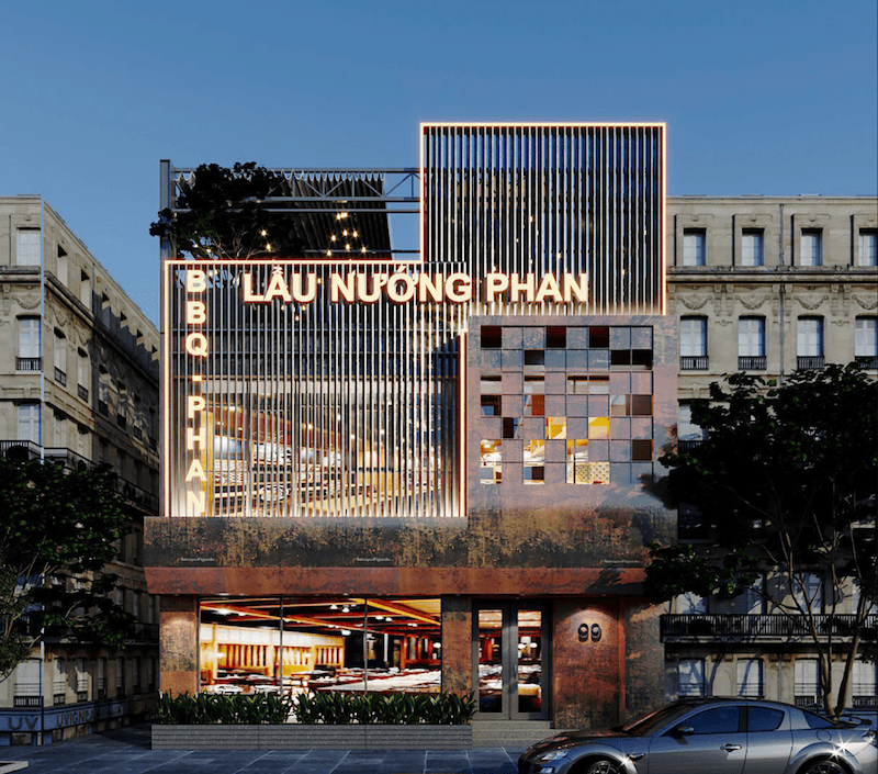 Thiết kế nhà hàng 3 tầng giúp tối ưu diện tích mặt bằng nhỏ, tăng công suất phục vụ, phân chia không gian rõ ràng và nâng cao trải nghiệm khách hàng lâu dài