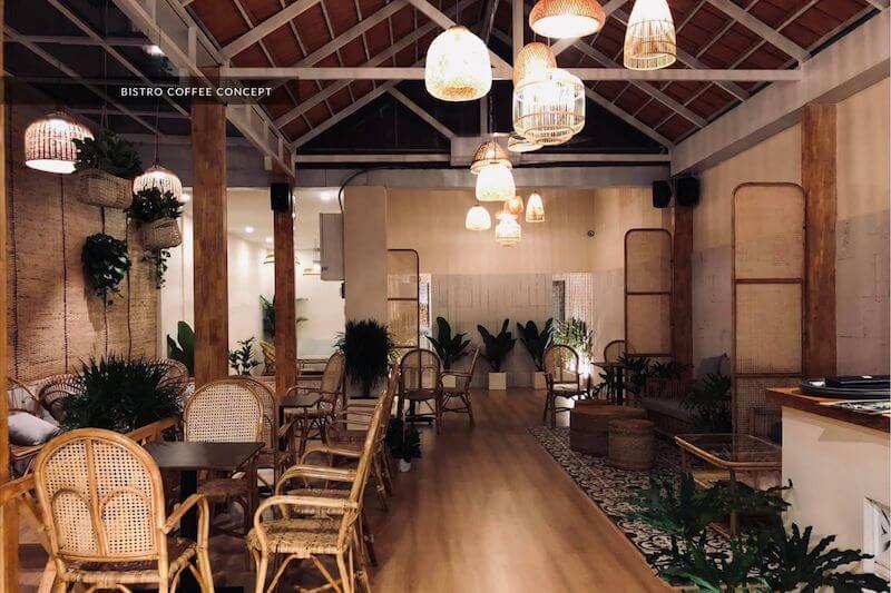 Phong cách Bistro đặc biệt phù hợp với các mô hình phục vụ cafe bánh, steak, wine hoặc brunch theo hướng tinh tế, thư giãn