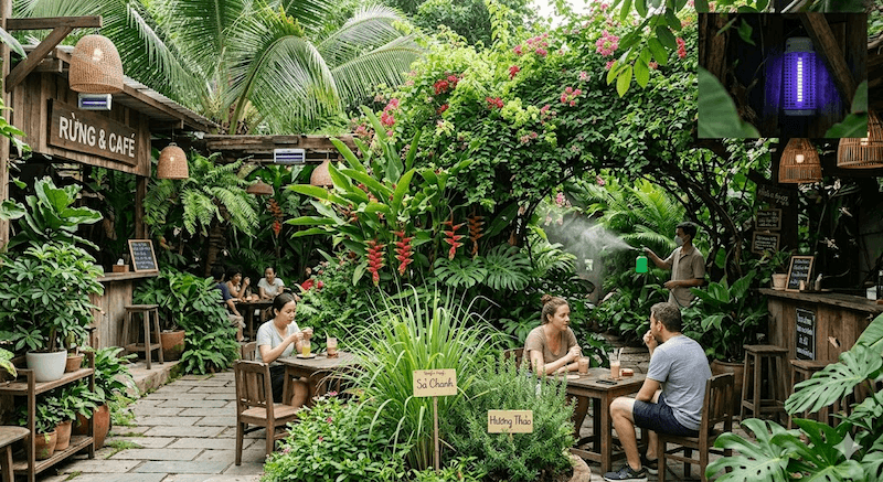 Cần xử lý côn trùng để tránh muỗi gây khó chịu đảm bảo trải nghiệm khách bảo vệ sức khỏe và duy trì môi trường quán sạch sẽ an toàn lâu dài