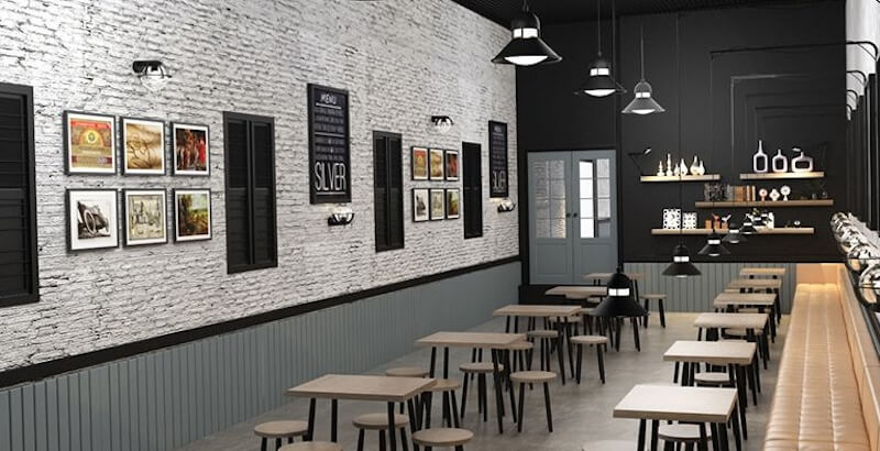 Không gian được tối giản các chi tiết trang trí, giúp khách hàng tập trung vào trải nghiệm dùng bữa nhanh chóng và thuận tiện (Nguồn: Internet)